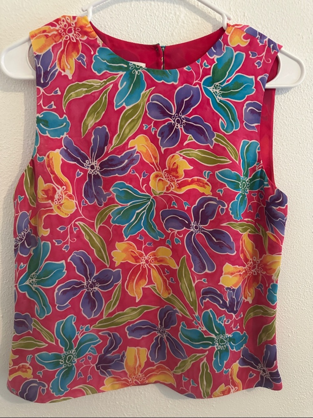 Madison Studio Floral Sleeveless Shell Top - Pink Multi 100% silk